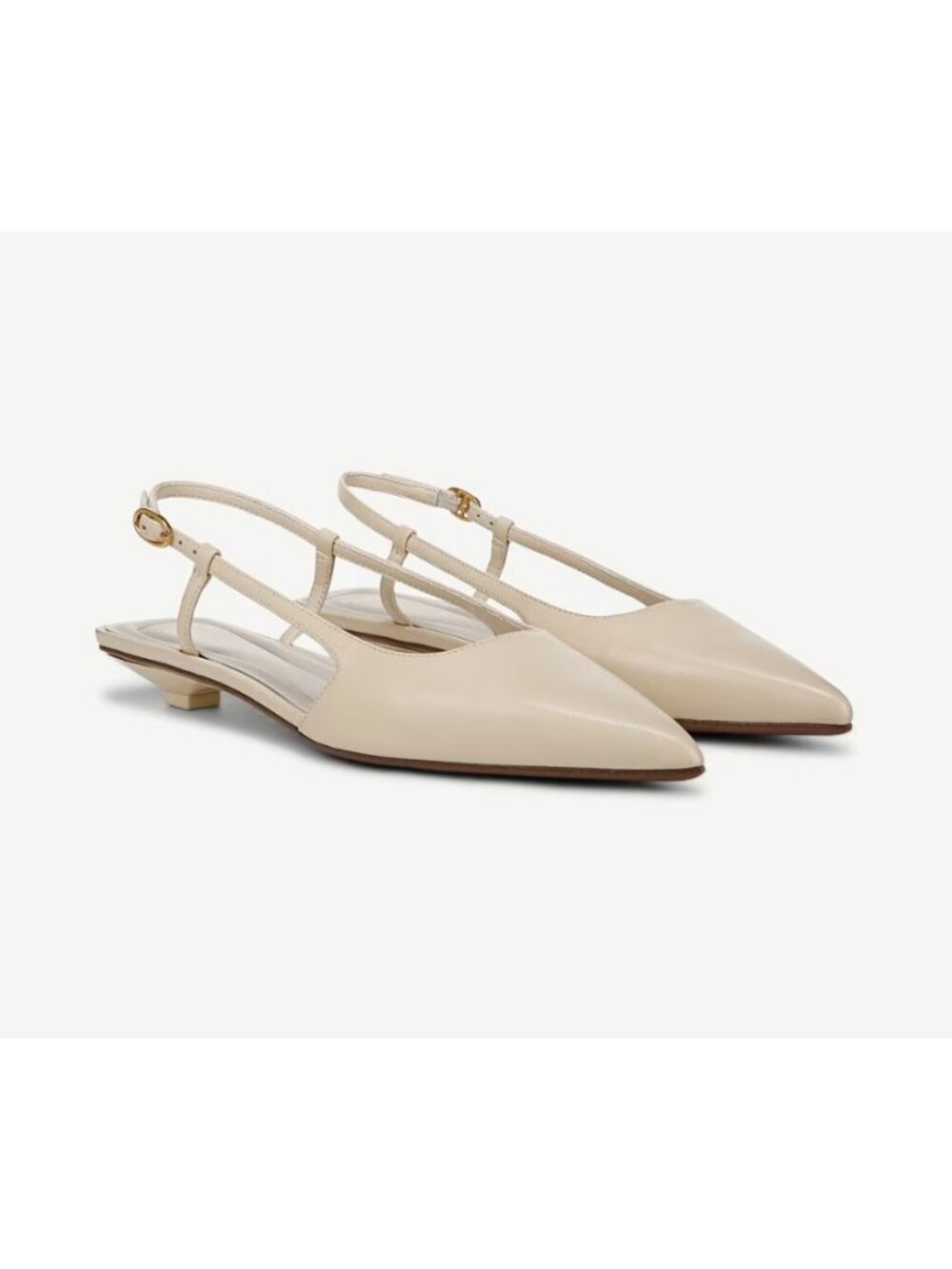 Sarto Women Pheby Ivory White Leather Slingback Pointed Toe Flat Sz 8.5